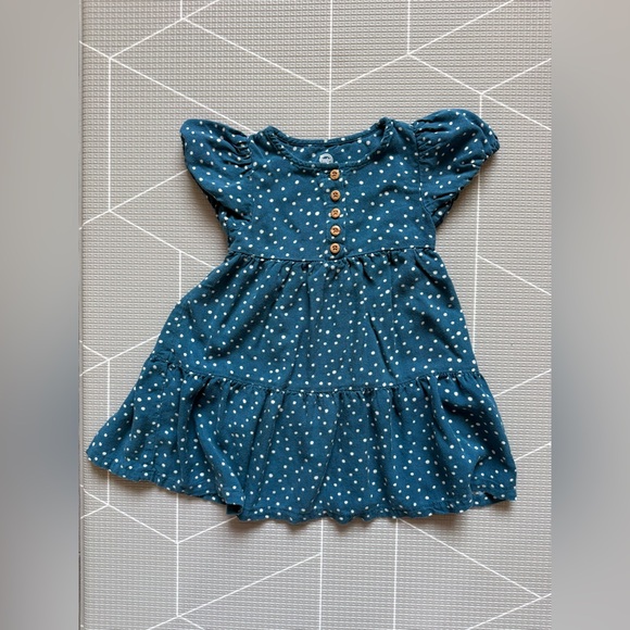 Wonder nation|Baby girl/toddler Teal Polka Dot Tiered Dress with Button Front•2T - Picture 2 of 4